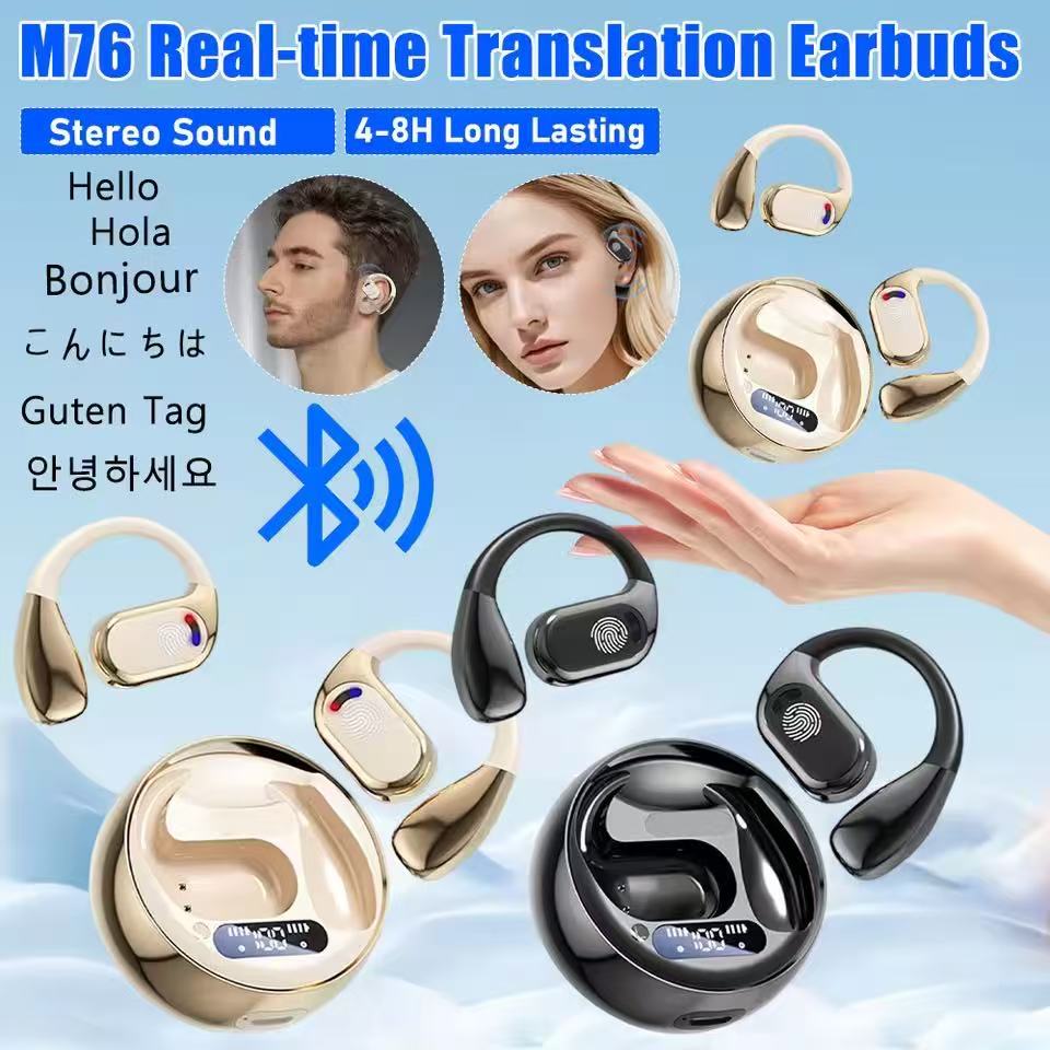 Wireless Earbuds Gaming Low Latency - M76 AI Translator Earbuds Gaming Bluetooth
