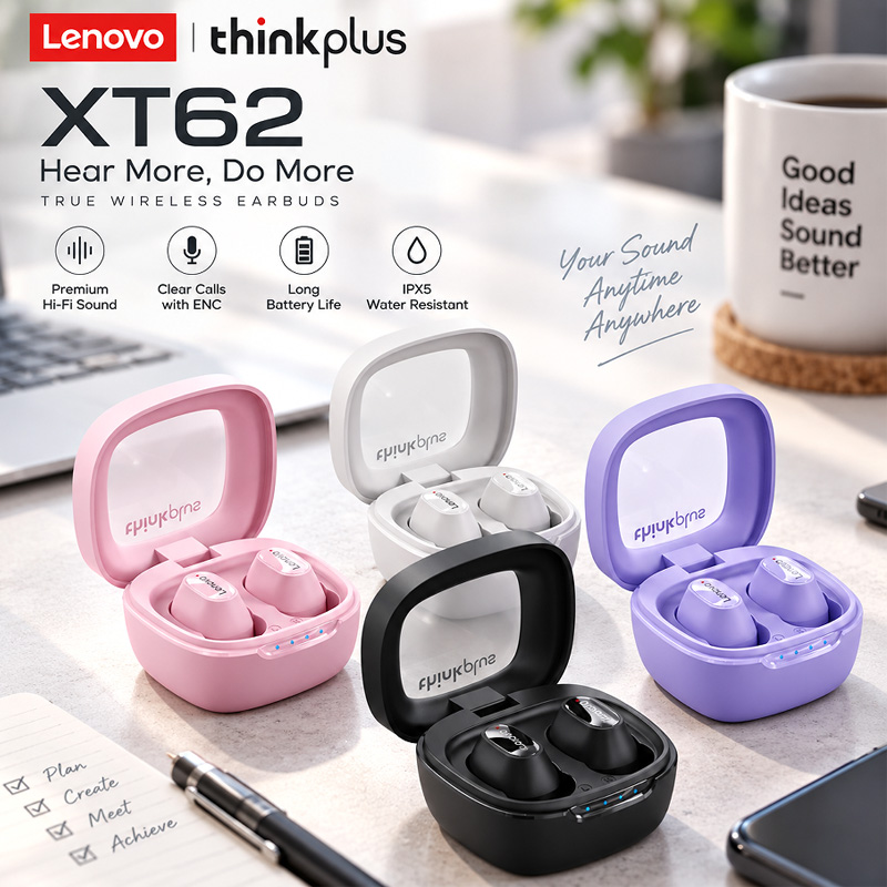 Anc Wireless Headphones Bluetooth 5.3 - Hot Lenovo XT62 Bluetooth 5.3 Earphones